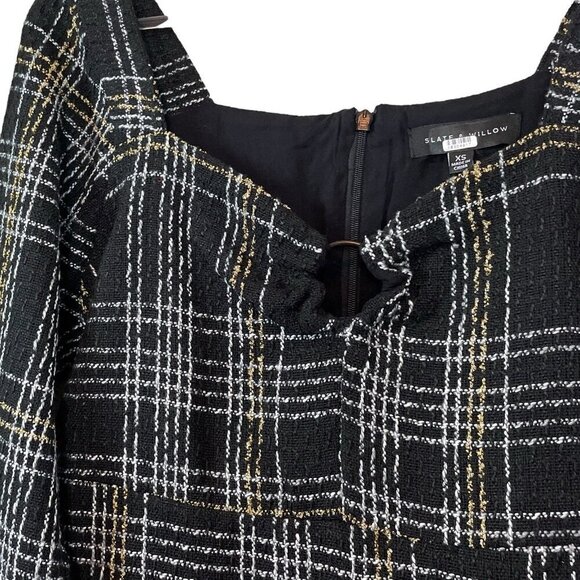Slate & Willow RTR Plaid Tweed Keyhole Neck Romper Black Gold Silver Size XS - Picture 4 of 11